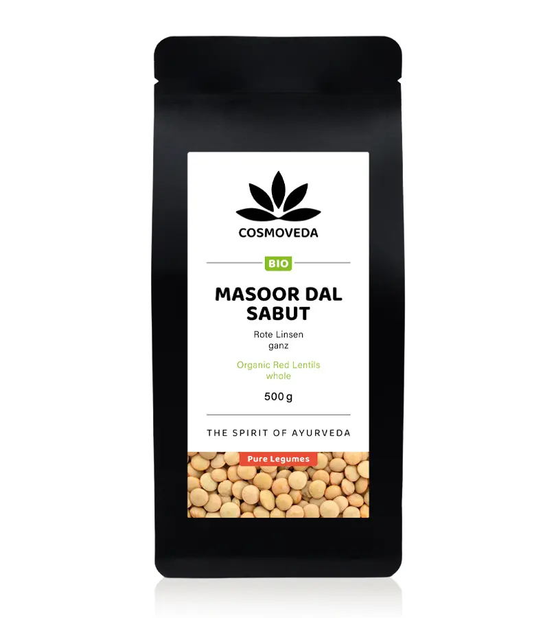 BIO Masoor Dal Sabut - rote, braunschalige Linsen